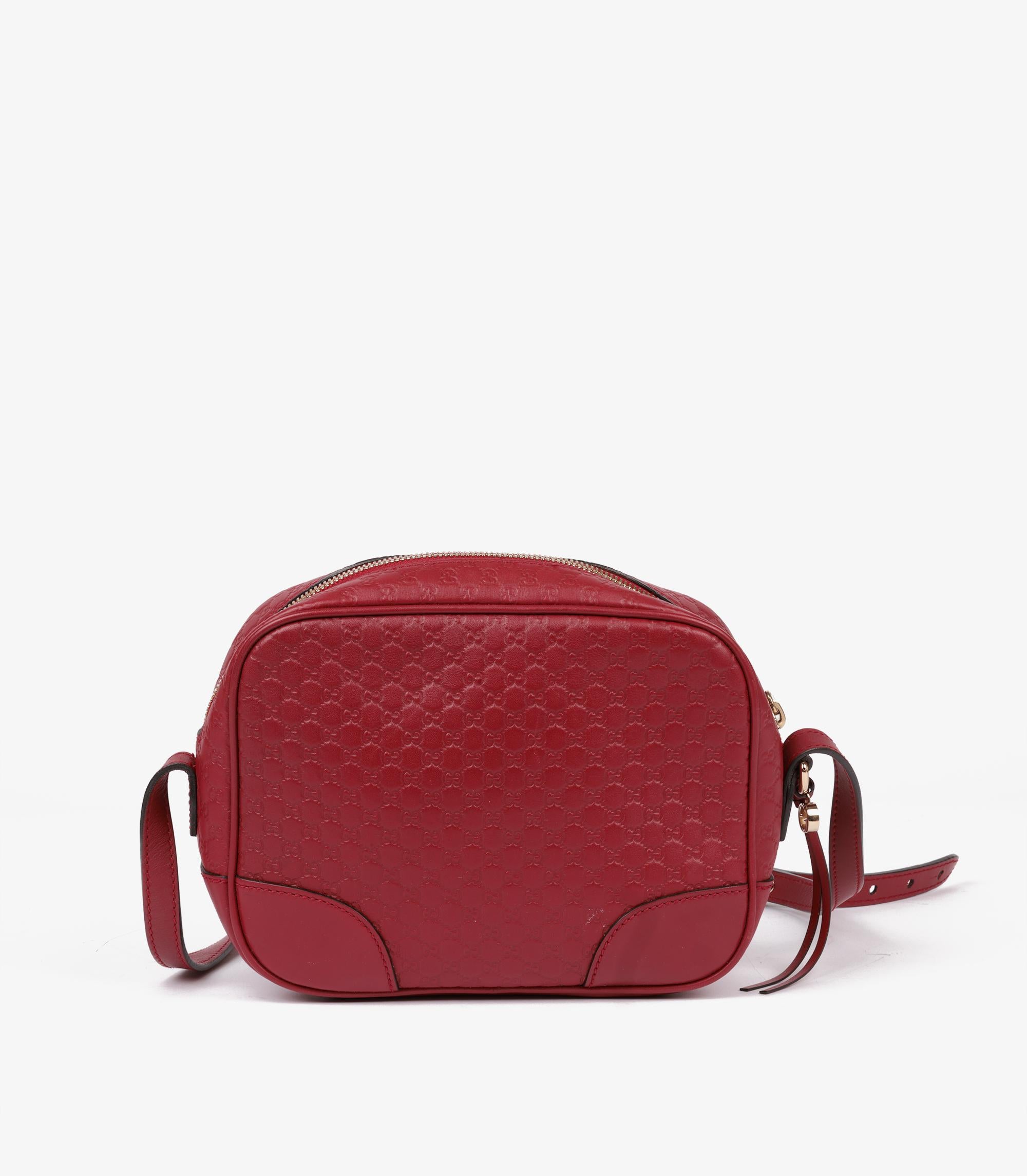 Gucci Red GG Embossed Microguccissima Calfskin Leather Mini Bree Messenger 1