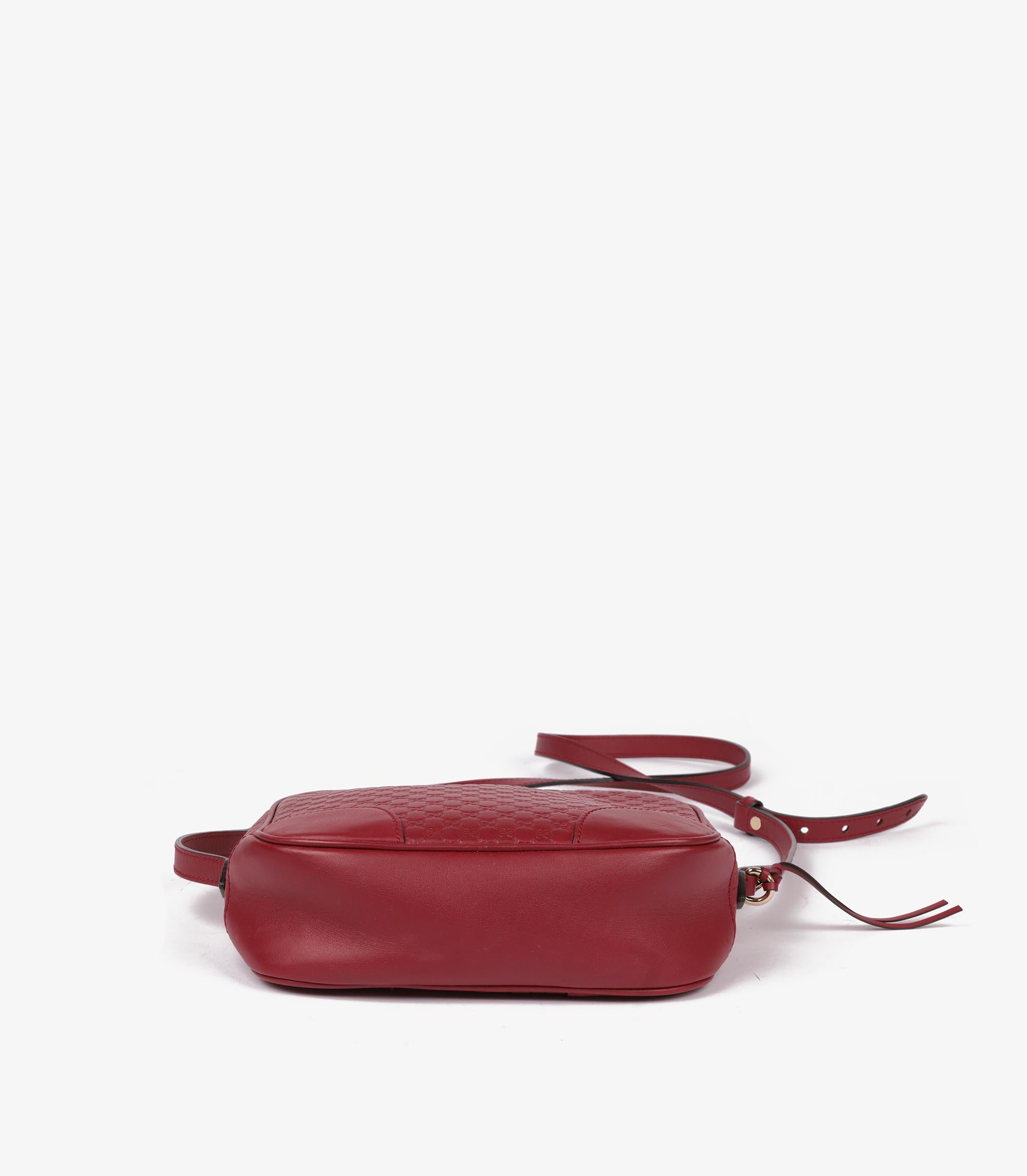Gucci Red GG Embossed Microguccissima Calfskin Leather Mini Bree Messenger 2