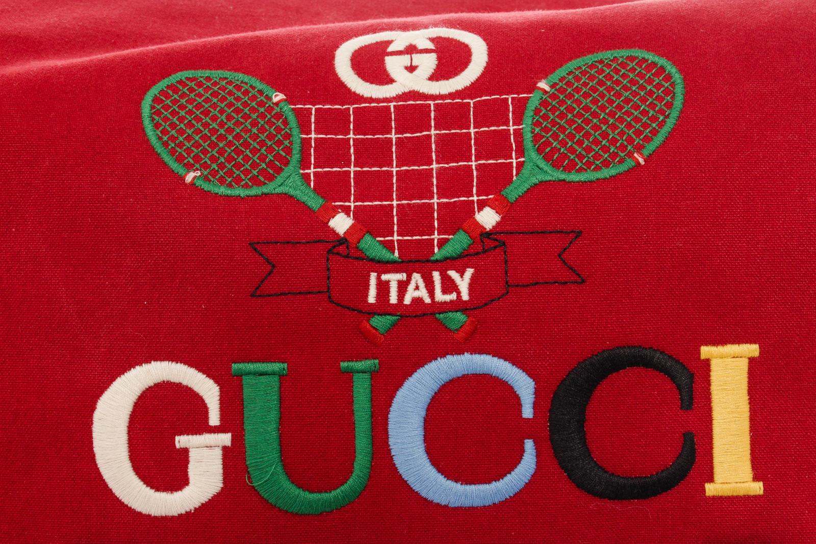 da uomo o donna Zaino da tennis per bambini in tela ricamata Gucci Red GG in vendita