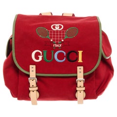 Gucci Red GG Embroidered Canvas Children's Tennis Backpack