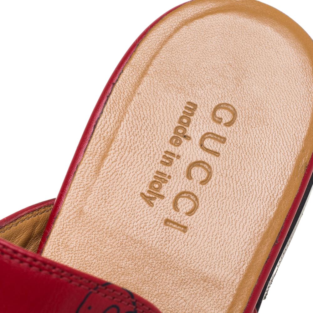 Gucci Rot GG Ghost Print Leder Princetown Horsebit Mules Größe 42::5 3
