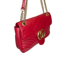 Gucci Red GG Marmont Medium Shoulder Bag