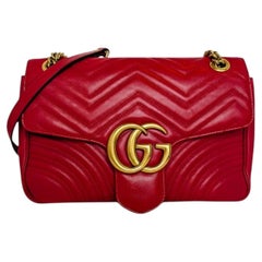 Gucci Red GG Marmont Medium Shoulder Bag