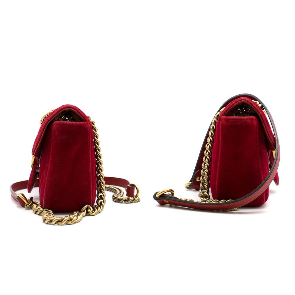 Gucci Red GG Marmont Mini Velvet Bag 3