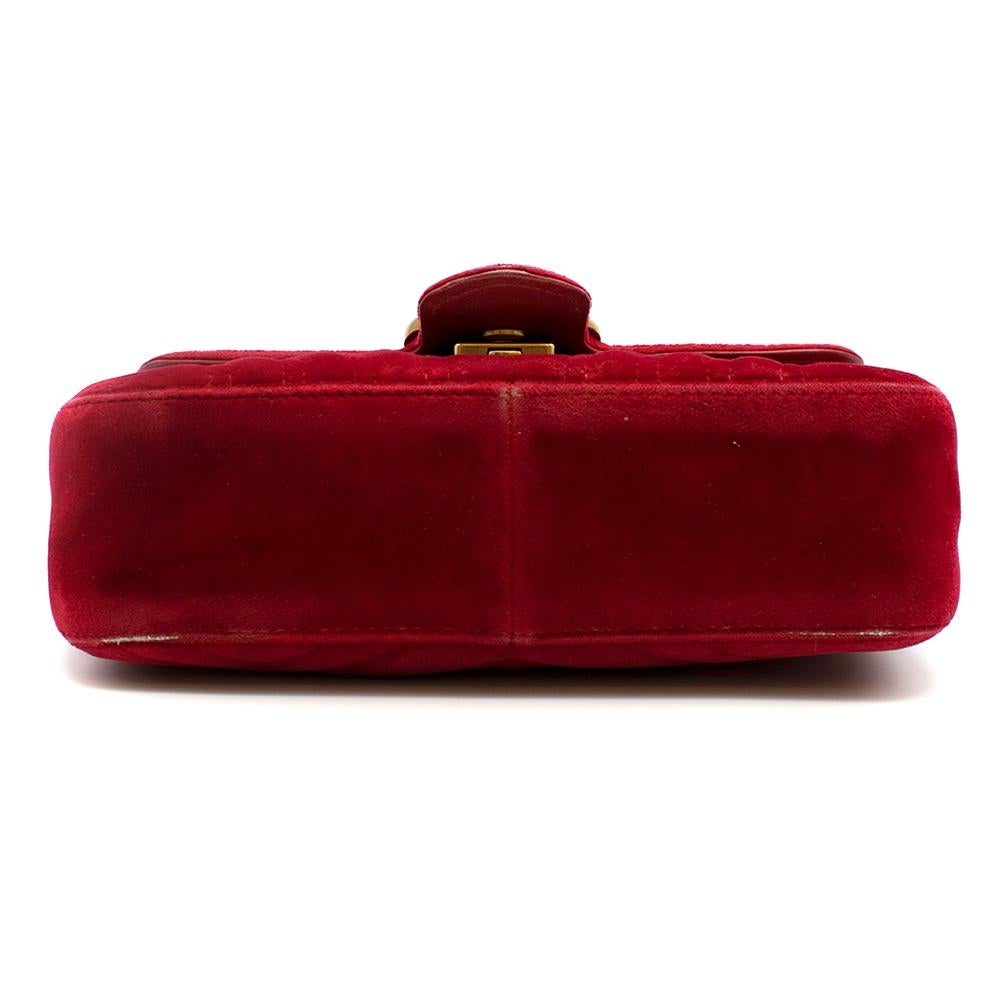 Gucci Red GG Marmont Mini Velvet Bag 2