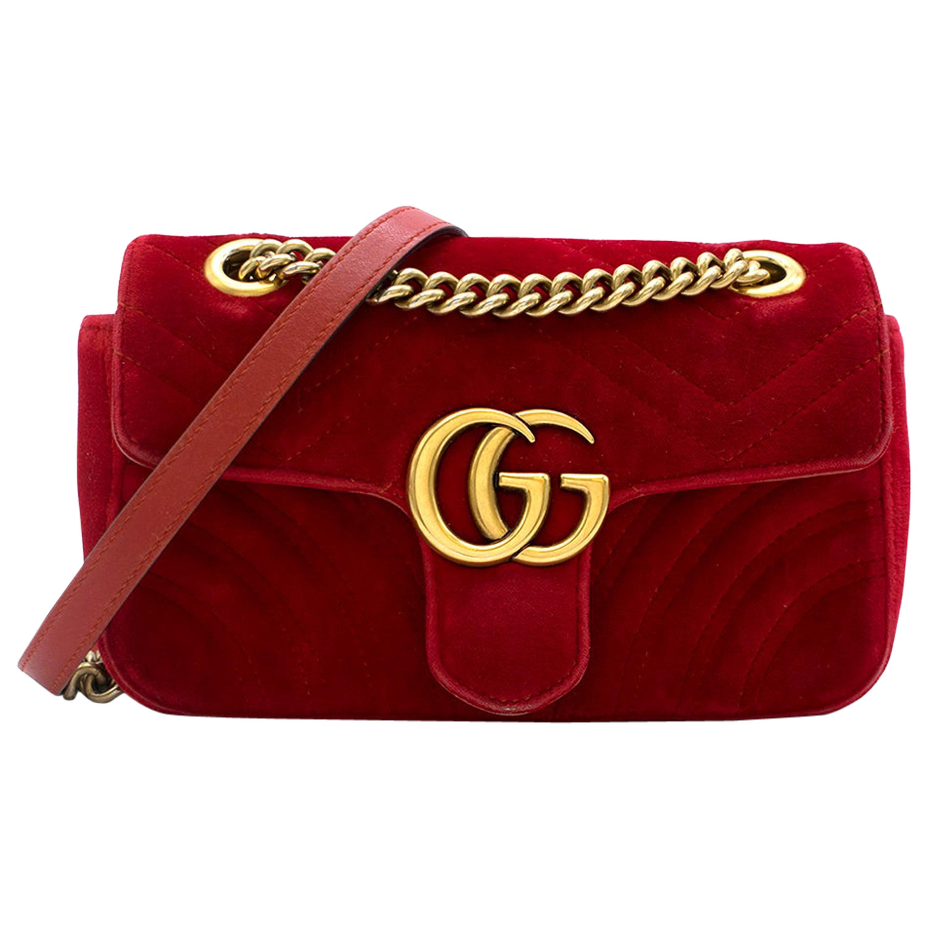 Gucci Red GG Marmont Velvet at 1stDibs gucci red velvet bag, red gucci velvet bag, velvet jewelry bags