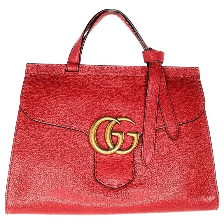 Gucci Red GG Marmont Handle Bag For Sale at 1stDibs | purse, gucci red purse, red bag