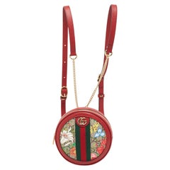 Gucci Red GG Supreme Canvas and Leather Floral Ophidia Backpack