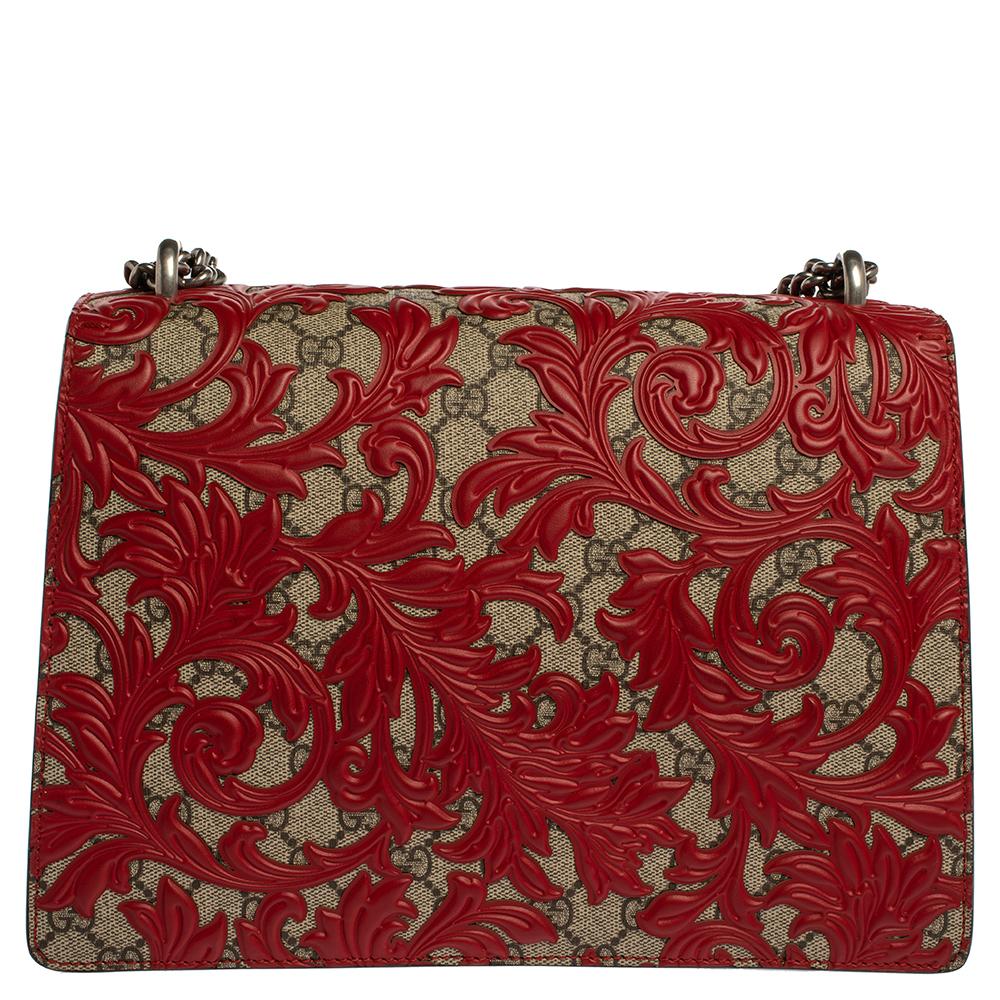 Gucci Red GG Supreme Canvas and Leather Medium Dionysus Arabesque Shoulder Bag 6