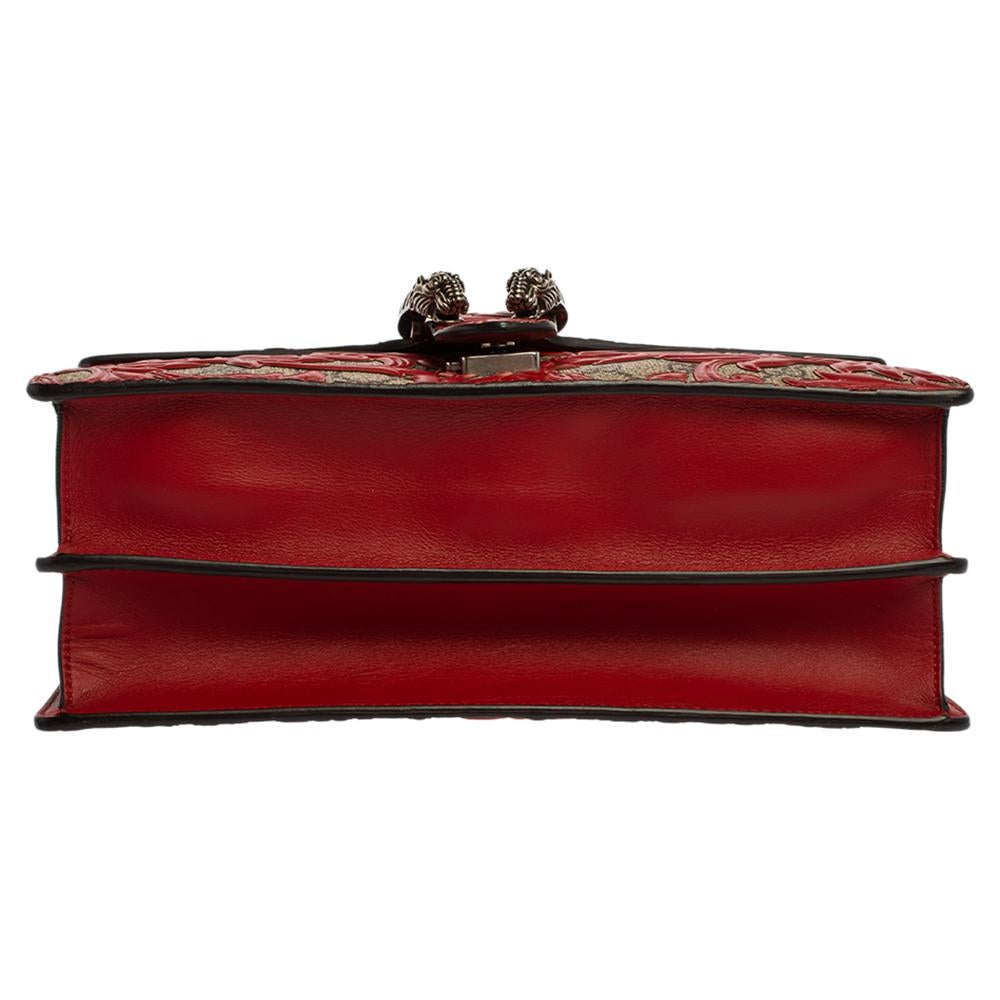 Gucci Red GG Supreme Canvas and Leather Medium Dionysus Arabesque Shoulder Bag 8