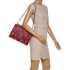 Gucci Red GG Supreme Canvas and Leather Medium Dionysus Arabesque Shoulder Bag