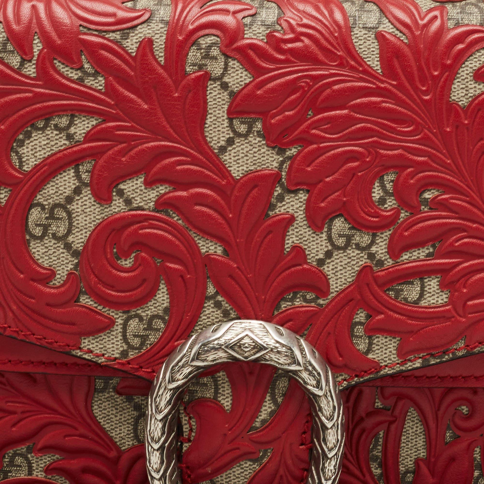 Gucci - Sac à bandoulière en toile et cuir rouge « Dionysus Arabesque » GG Supreme, taille moyenne 2
