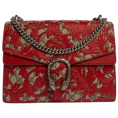 Gucci Red GG Supreme Canvas and Leather Medium Dionysus Arabesque Shoulder Bag