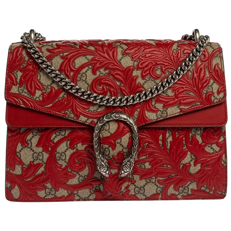 Gucci Red GG Supreme Canvas and Leather Medium Dionysus Arabesque Shoulder  Bag at 1stDibs | gucci dionysus arabesque, gucci arabesque bag