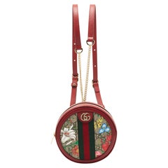 Gucci Red GG supreme Canvas and Leather Mini Floral Ophidia Backpack