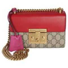 Gucci Red GG Supreme Canvas Small Padlock Shoulder Bag