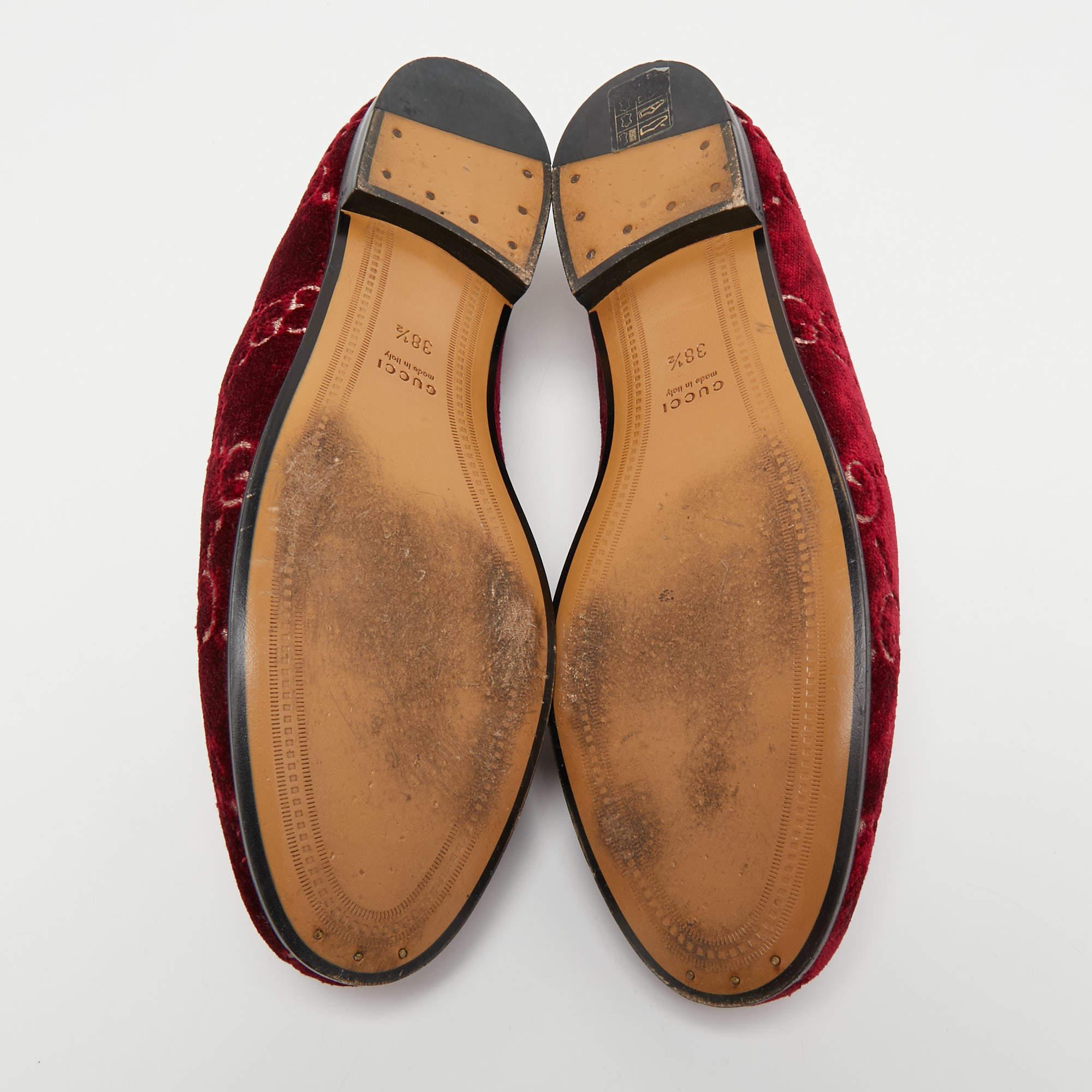Gucci Red GG Velvet Jordaan Loafers Size 38.5 1