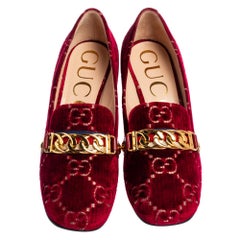 Gucci Red GG Velvet Sylvie Pumps Size 36.5