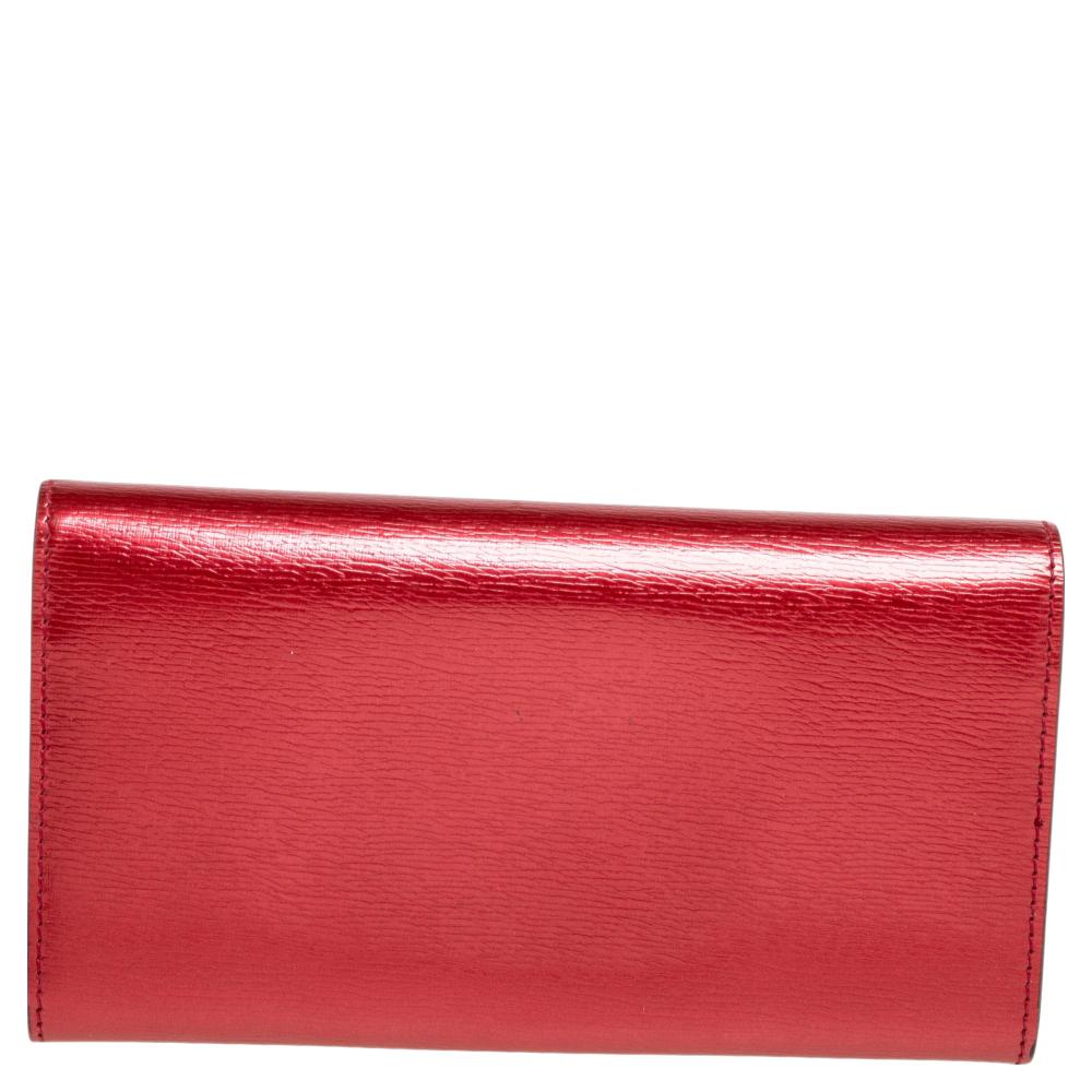 Gucci Red Glossy Leather GG Heart Continental Wallet 2