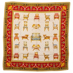 Gucci Red Gold Chairs Scarf