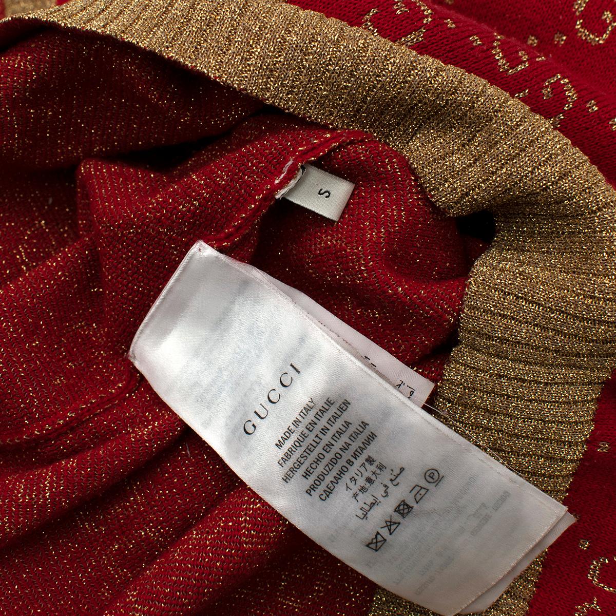 Gucci GG Monogramm Strickjacke aus Baumwollmischung in Rot & Gold - Us Größe 6 4