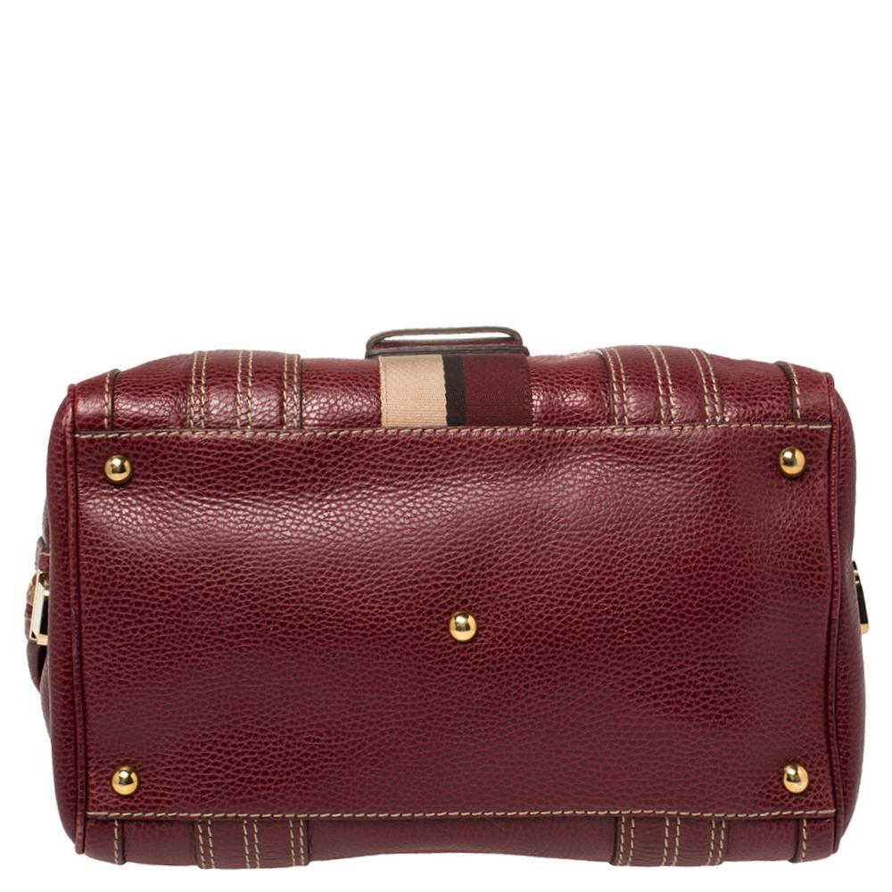 Brown Gucci Red Grain Leather Medium Aviatrix Boston Bag