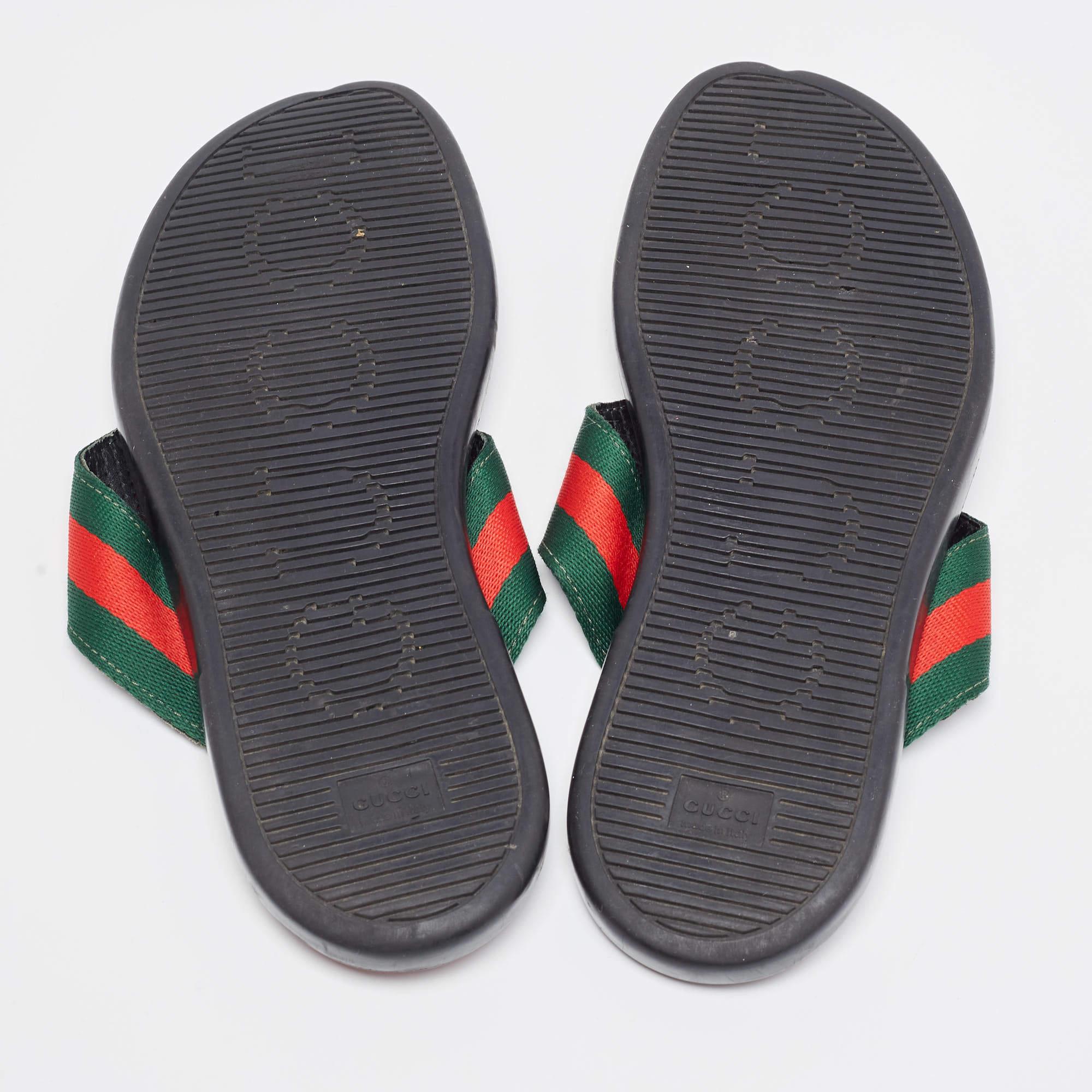 Gucci Red/Green Canvas Web Thong Slides Size 42 3
