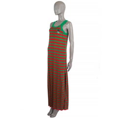 GUCCI red & green cotton jersey 2021 STRIPED CAT PATCH MACI Knit Dress M