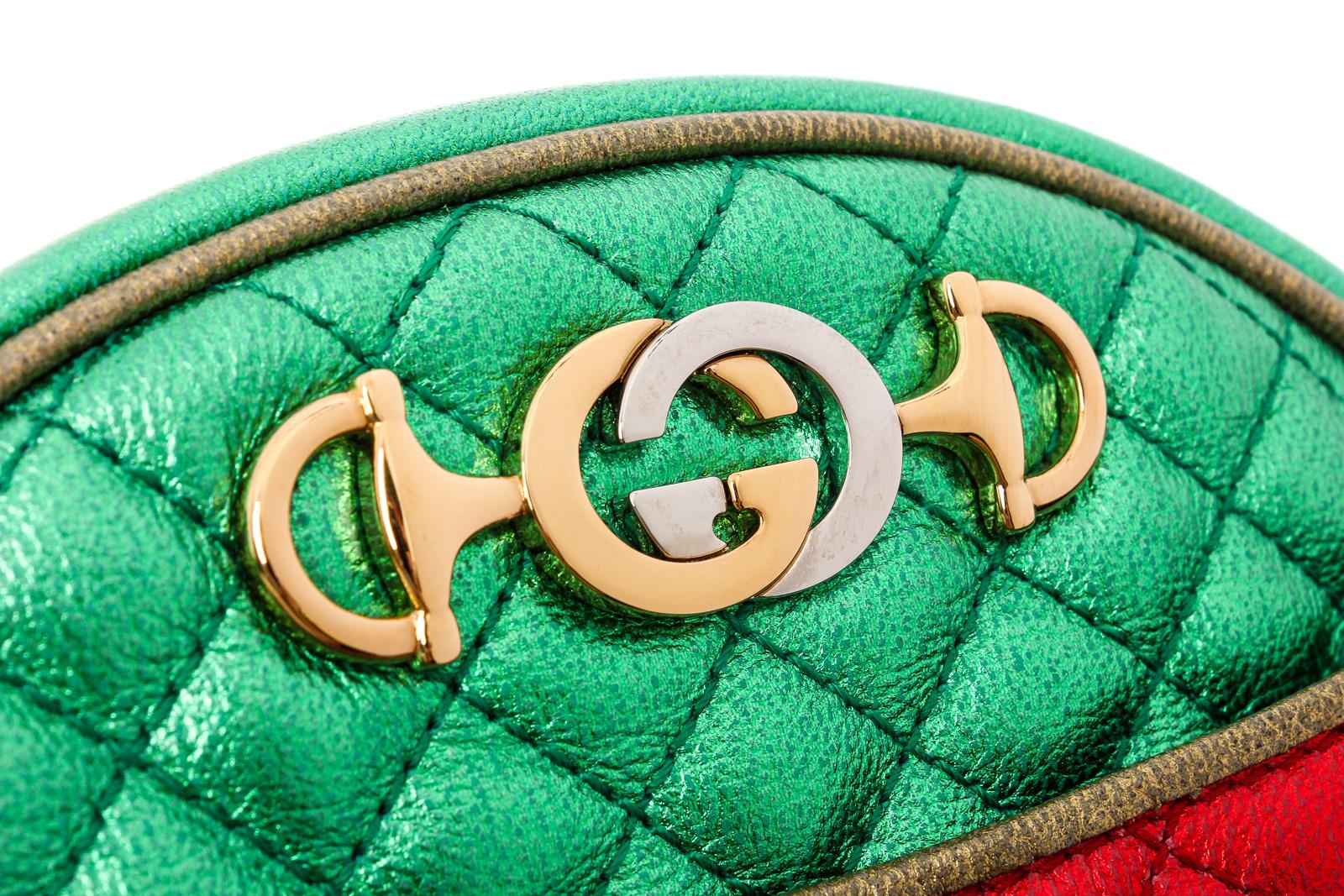 green metallic purse