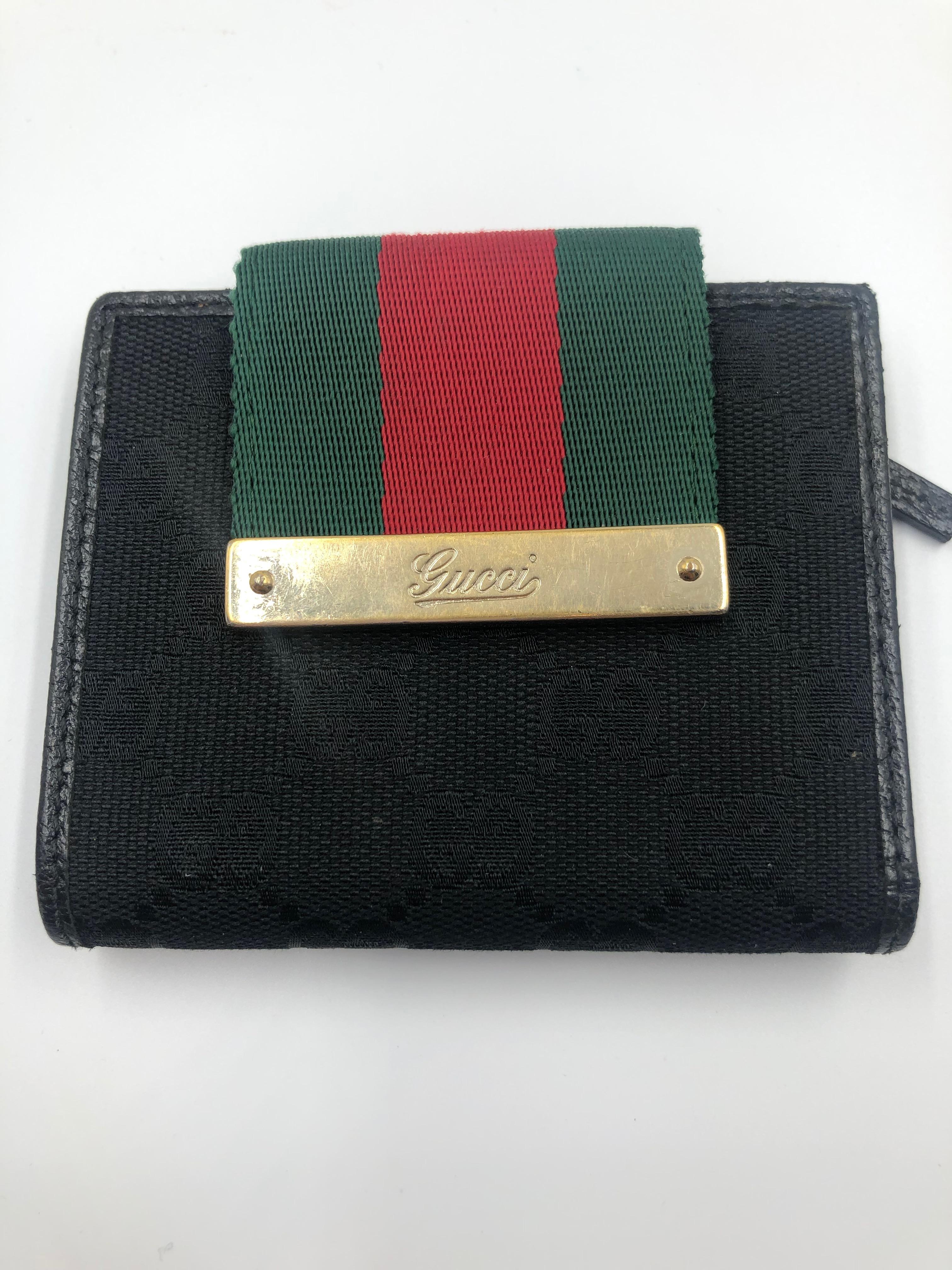 Women's or Men's Gucci Red & Green Stripe Small Wallet
