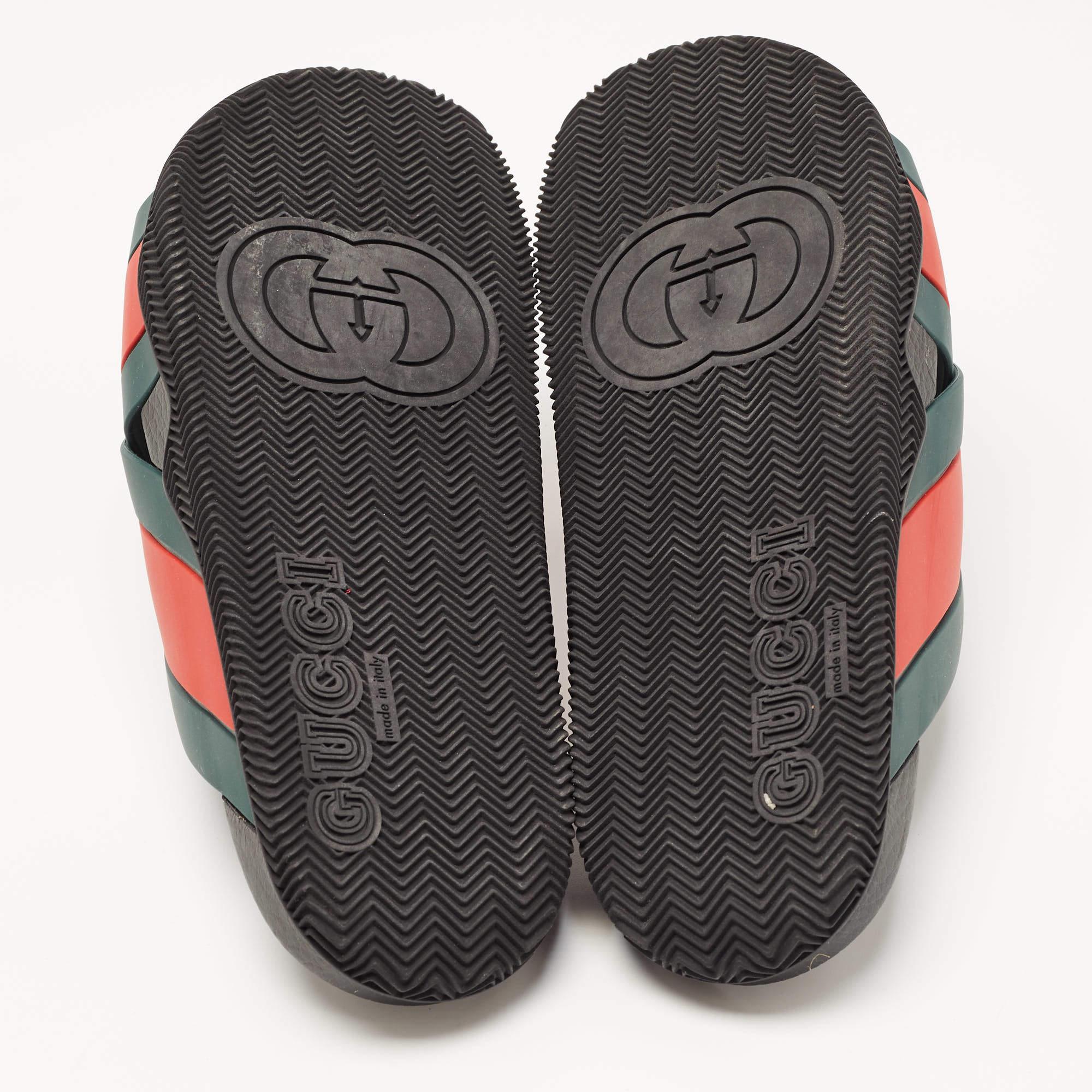 Men's Gucci Red/Green Web Rubber Flat Slides Size 43