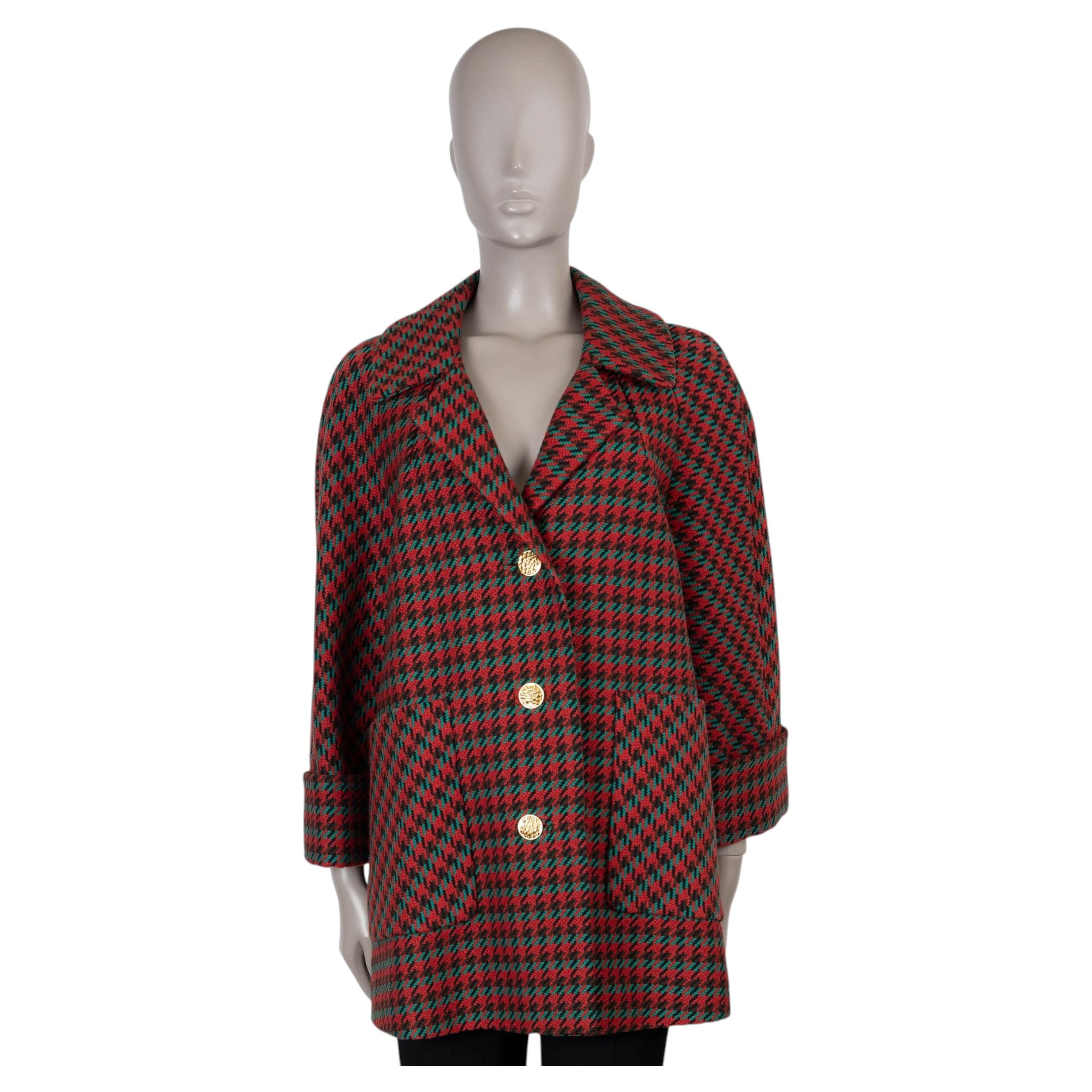 GUCCI red green wool 2021 HOUNDSTOOCH PEACOAT Coat Jacket 40 S