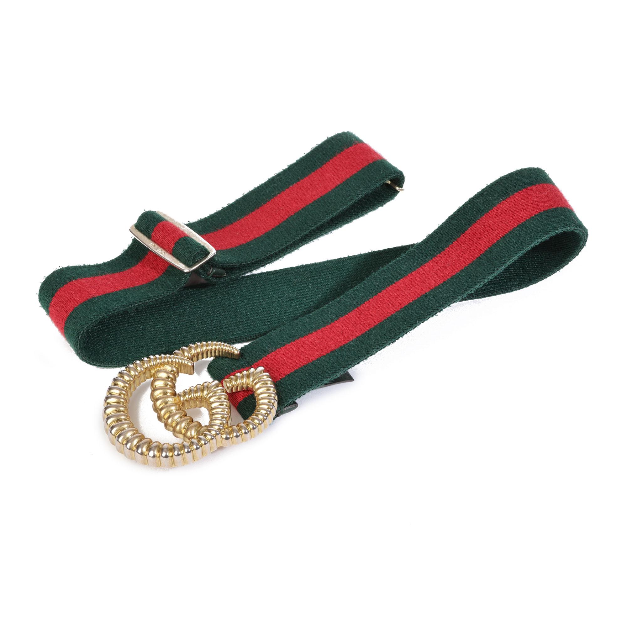 Gucci RED & GREN CANVAS WEB TORCON DOUBLE G BELT

CONDITION NOTES
The exterior is in very good condition with minimal signs of use.
The hardware is in good condition with light signs of use. The Hardware shows signs of tarnishing on close