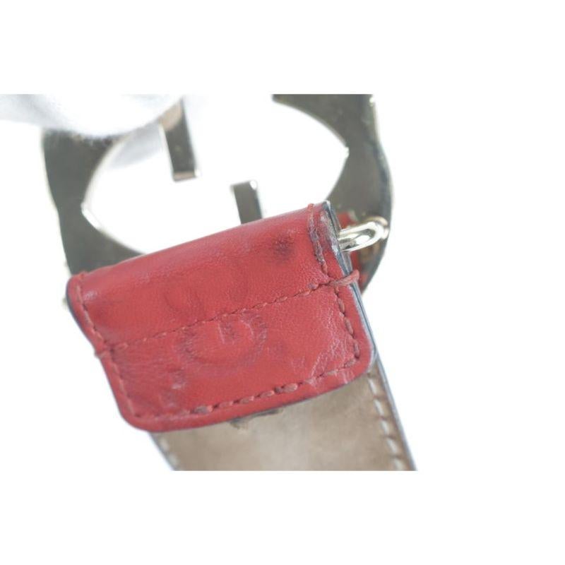 Women's Gucci Red Guccissima Embossed Leather 95/38 1gk0122 Belt