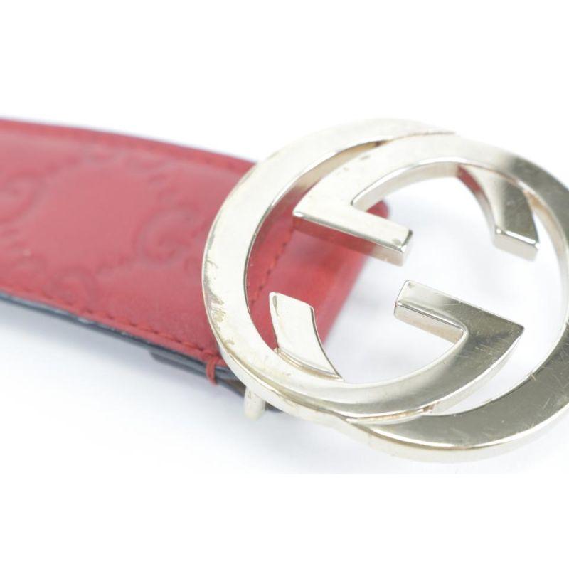 Gucci Red Guccissima Embossed Leather 95/38 1gk0122 Belt 1