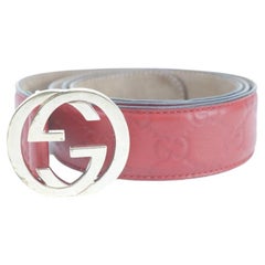 Gucci Red Guccissima Embossed Leather 95/38 1gk0122 Belt