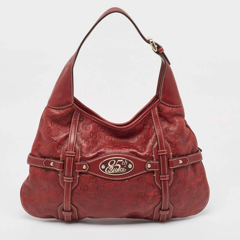 Gucci Red Guccissima Leather 85th Anniversary Hobo In Good Condition In Dubai, Al Qouz 2