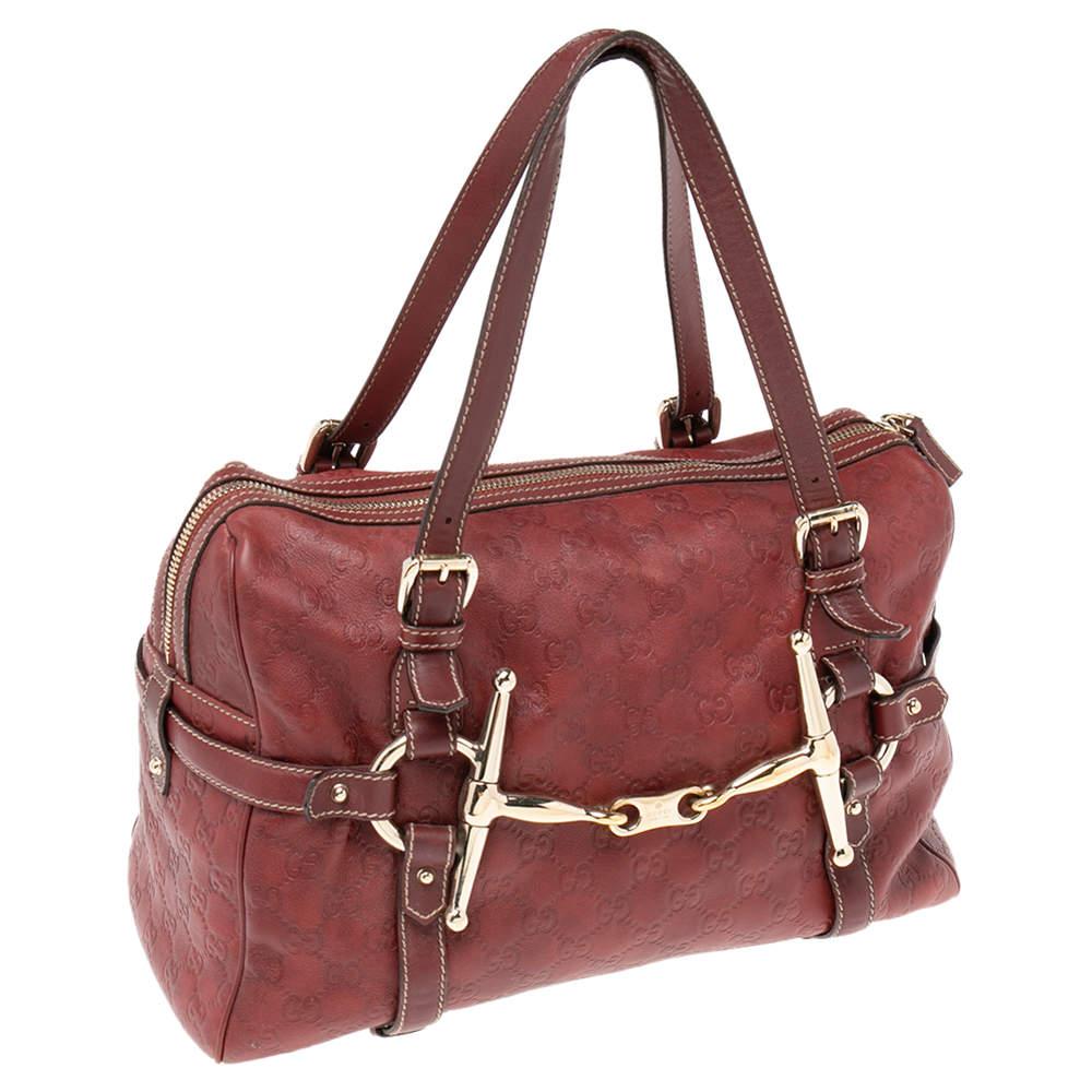 Gucci Red Guccissima Leather 85th Anniversary Medium Boston Bag In Good Condition For Sale In Dubai, Al Qouz 2