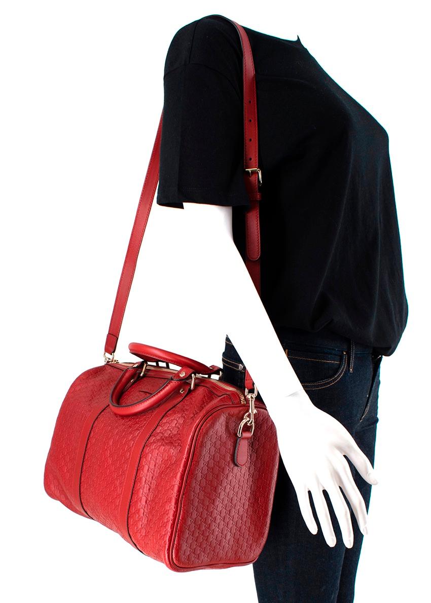 Women's Gucci Red Guccissima Leather Boston Bag For Sale