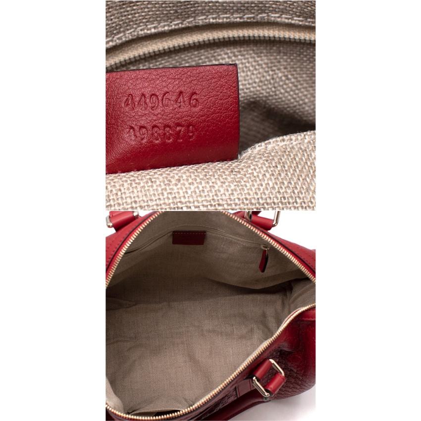 Gucci Red Guccissima Leather Boston Bag For Sale 2