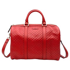 Gucci Red Guccissima Leather Boston Bag