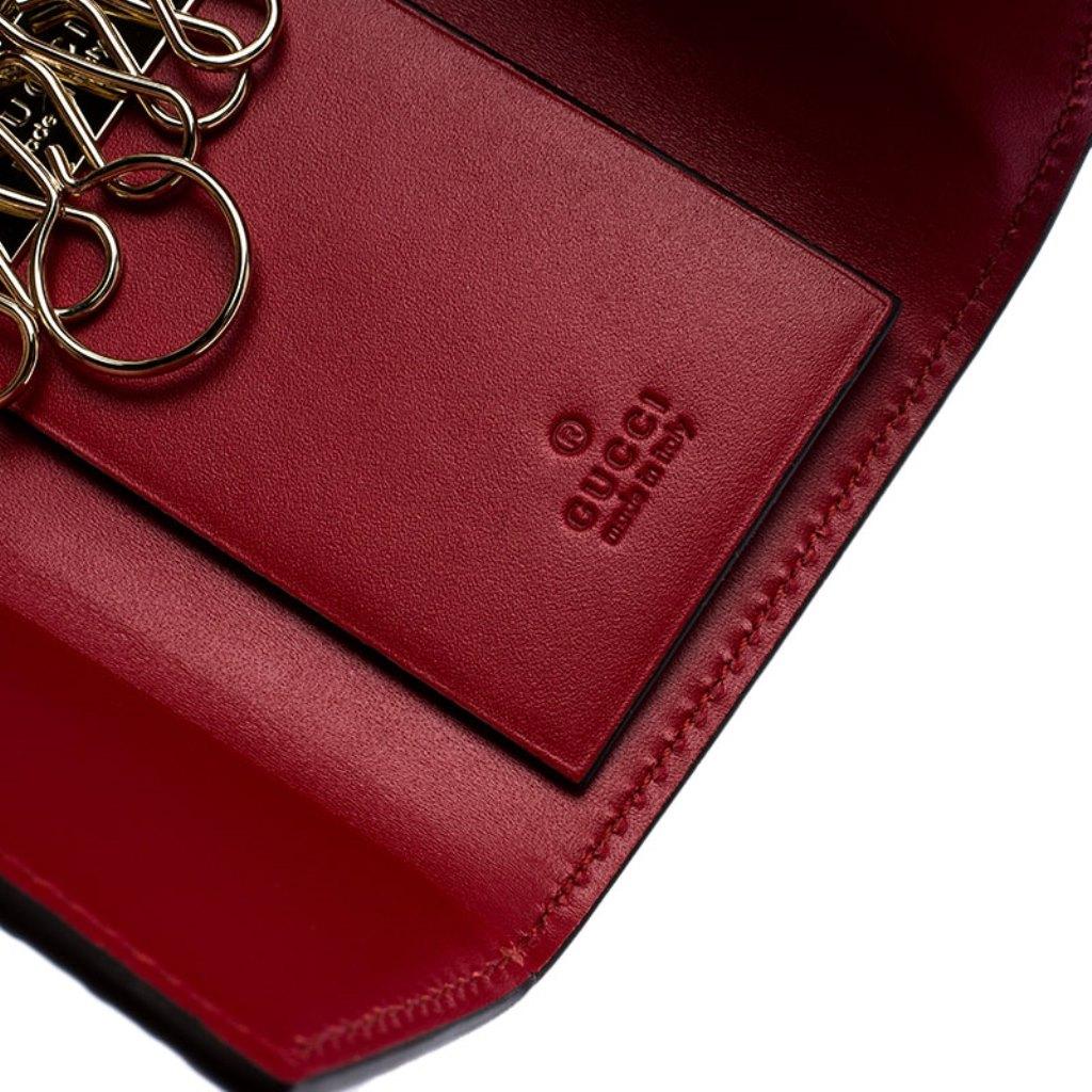 Gucci Red Guccissima Leather Bow 6 Key Holder 3