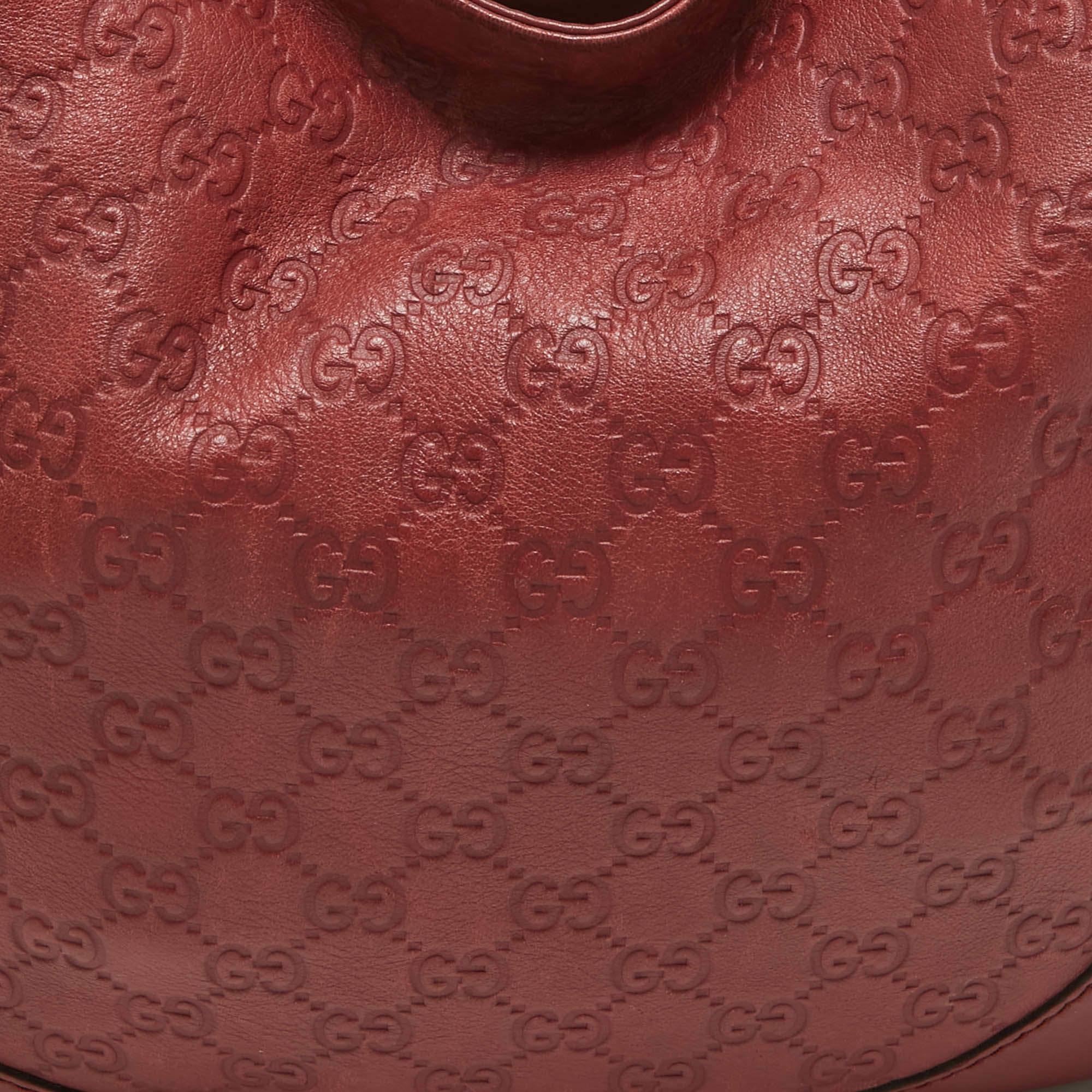 Gucci Red Guccissima Leather Charlotte Hobo For Sale 9