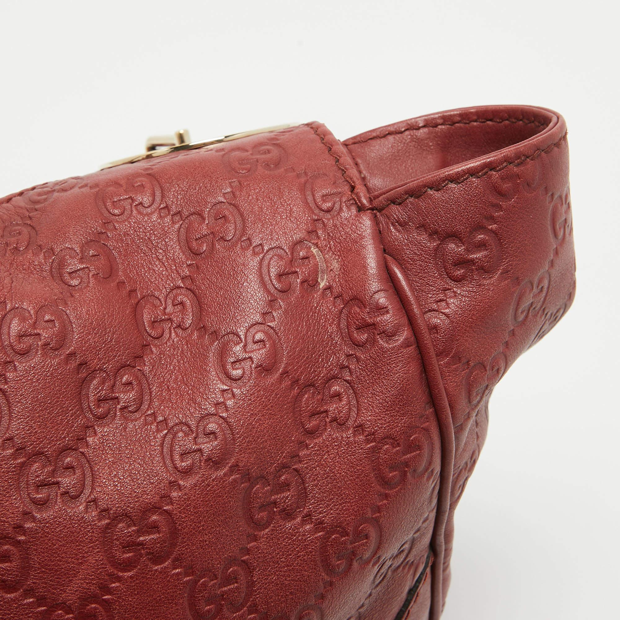 Gucci Red Guccissima Leather Charlotte Hobo For Sale 4