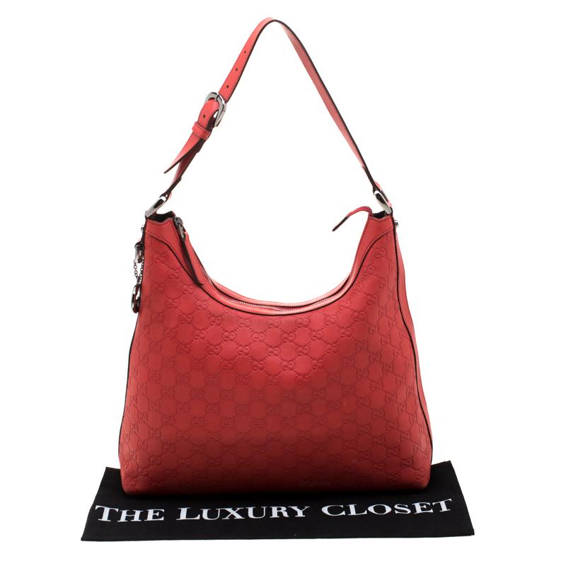 Gucci Red Guccissima Leather Charm Hobo 8