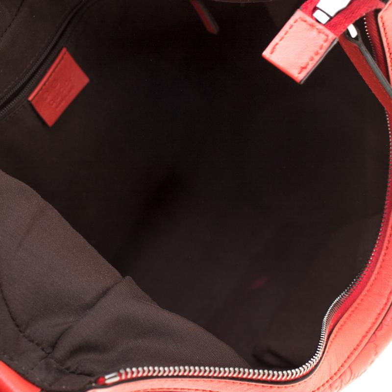 Gucci Red Guccissima Leather Charm Hobo 4