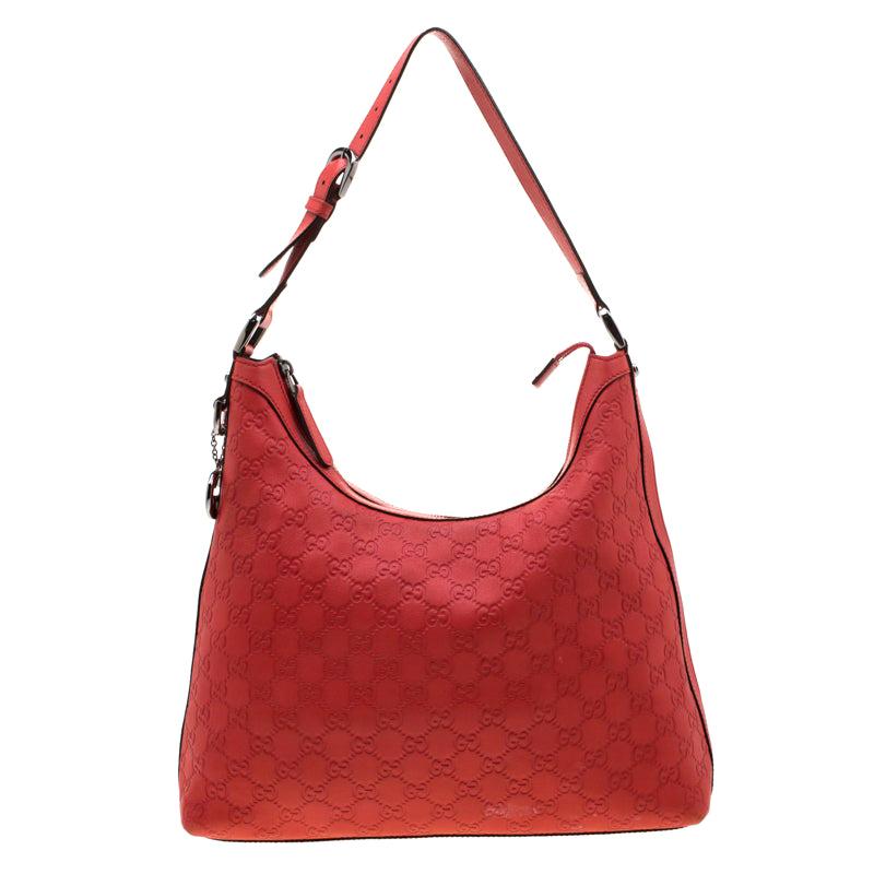 Gucci Red Guccissima Leather Charm Hobo