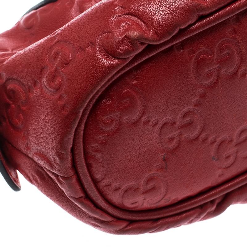 Gucci Red Guccissima Leather Cosmetic Pouch 4