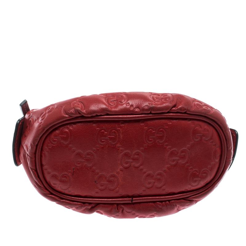 Brown Gucci Red Guccissima Leather Cosmetic Pouch