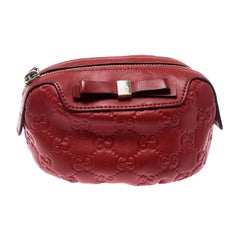 Gucci Red Guccissima Leather Cosmetic Pouch